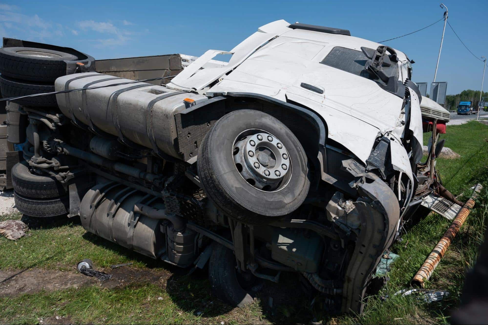 Overturned Garbage truck involved in an accident