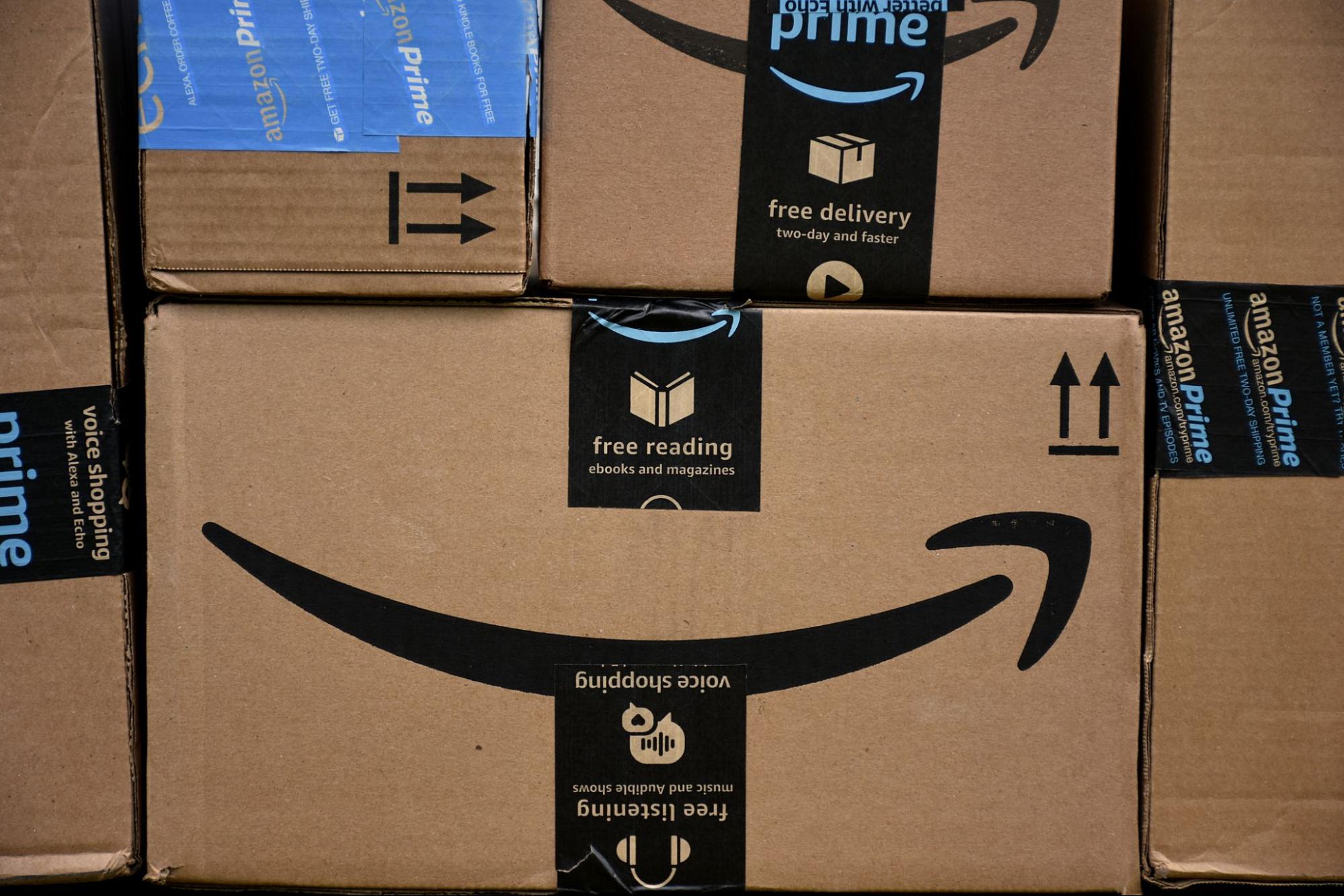 Amazon Prime boxes stacked up